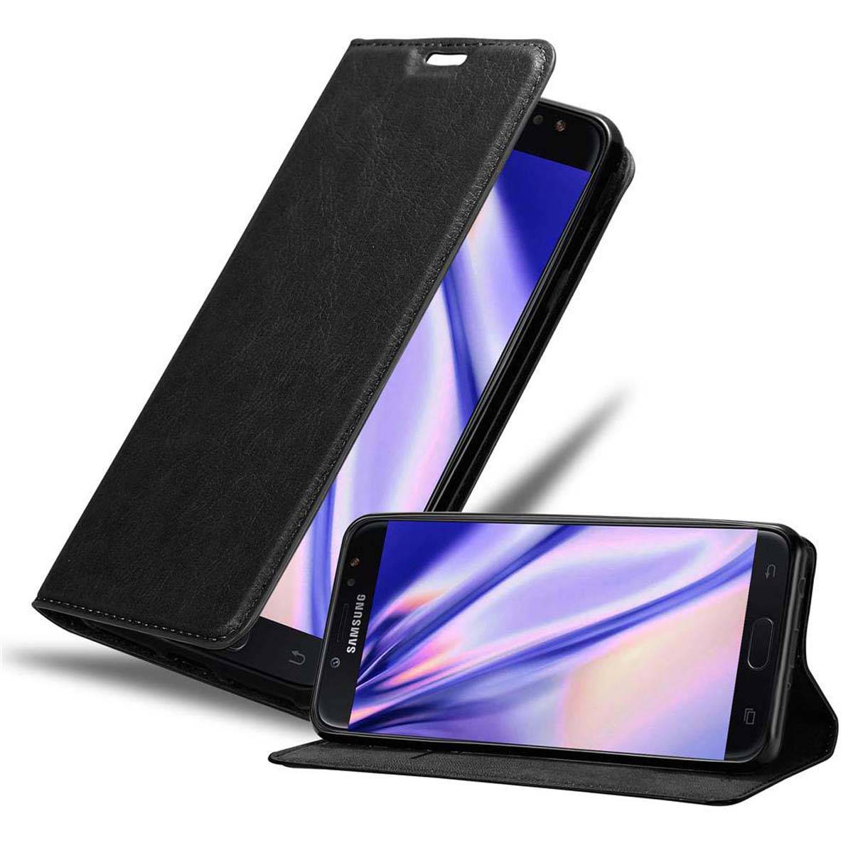 Cadorabo Hülle für Samsung Galaxy J7 2018 Schutz Hülle in Schwarz Handyhülle Etui Case Cover Magnetverschluss