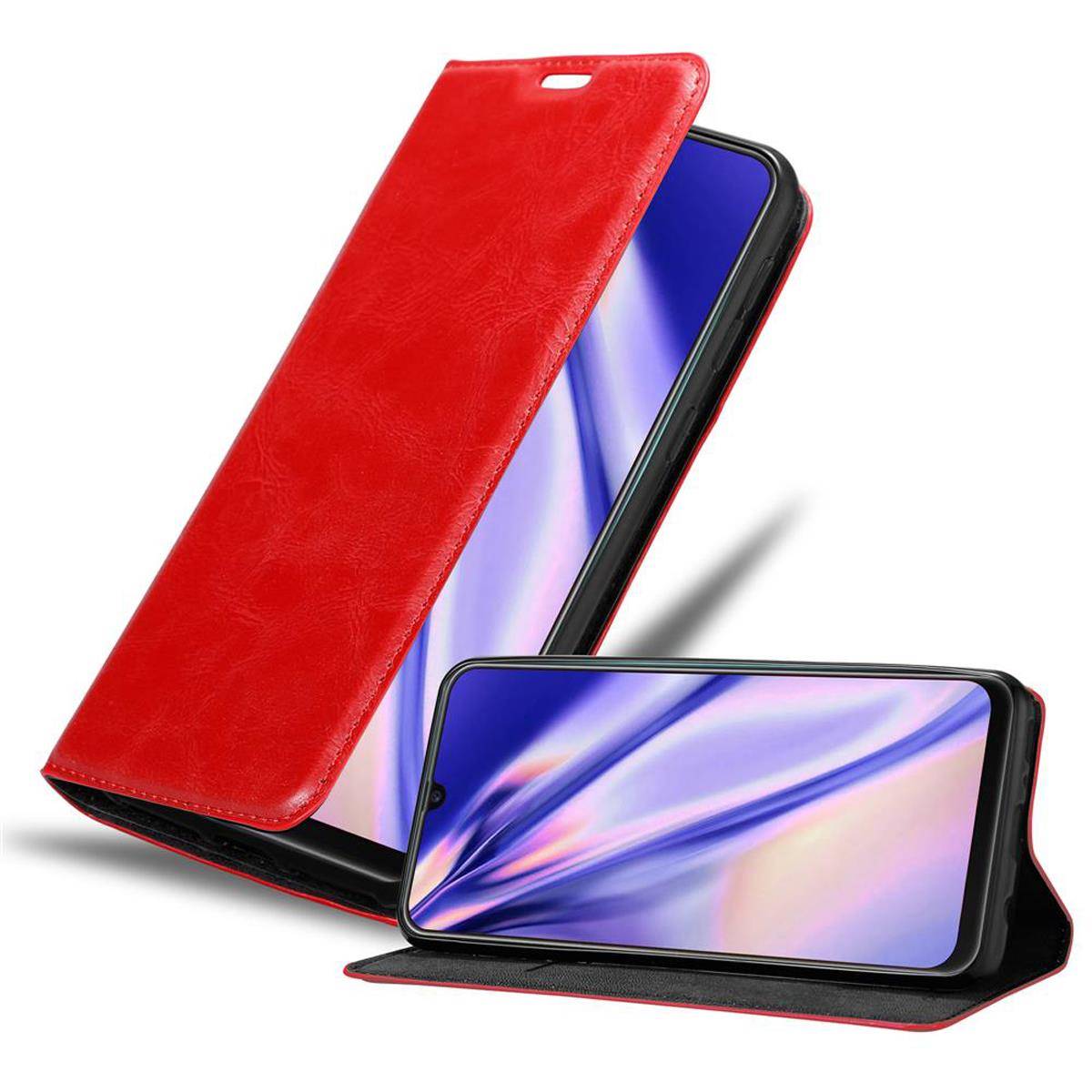 Cadorabo Hülle für Samsung Galaxy M21 / M30s Schutz Hülle in Rot Handyhülle Etui Case Cover Magnetverschluss