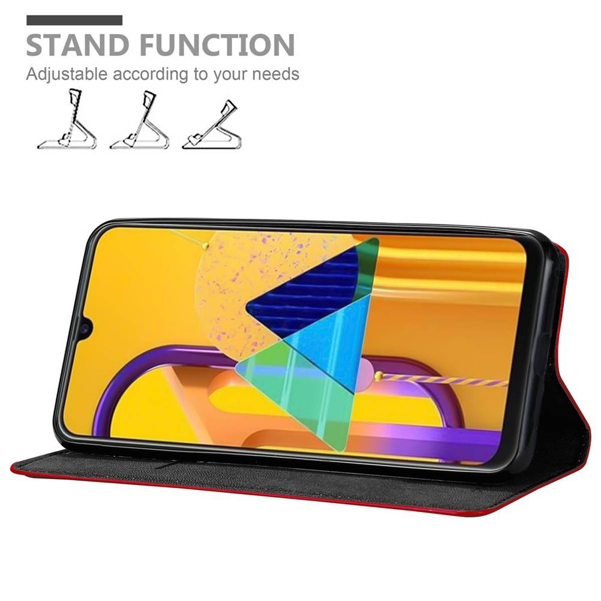 Cadorabo Hülle für Samsung Galaxy M21 / M30s Schutz Hülle in Rot Handyhülle Etui Case Cover Magnetverschluss