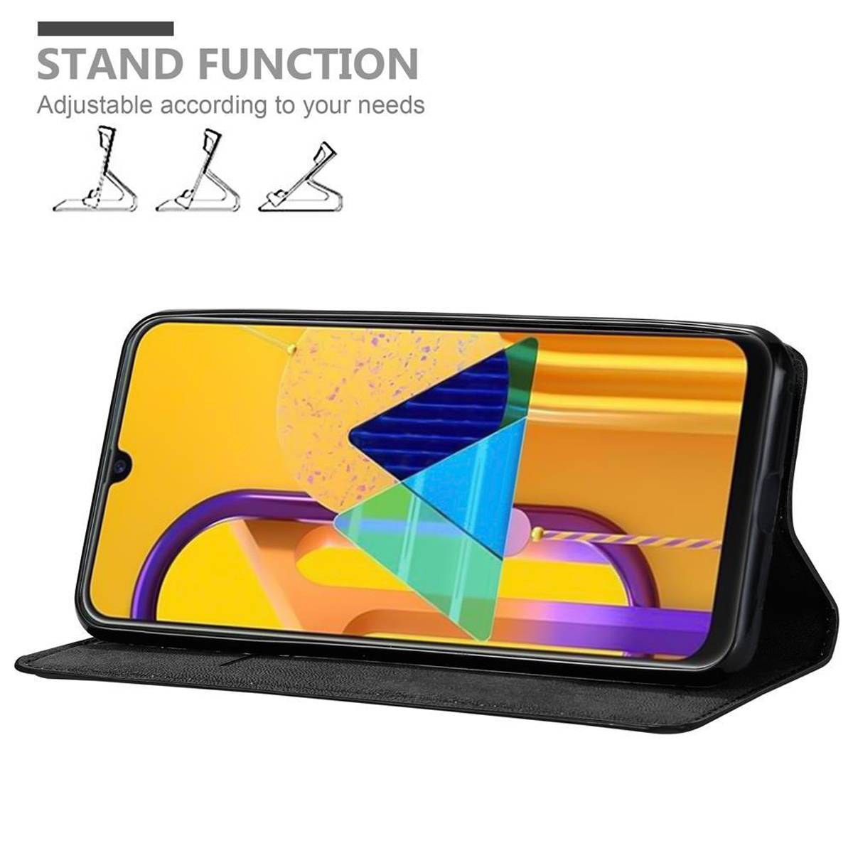 Cadorabo Hülle für Samsung Galaxy M21 / M30s Schutz Hülle in Schwarz Handyhülle Etui Case Cover Magnetverschluss