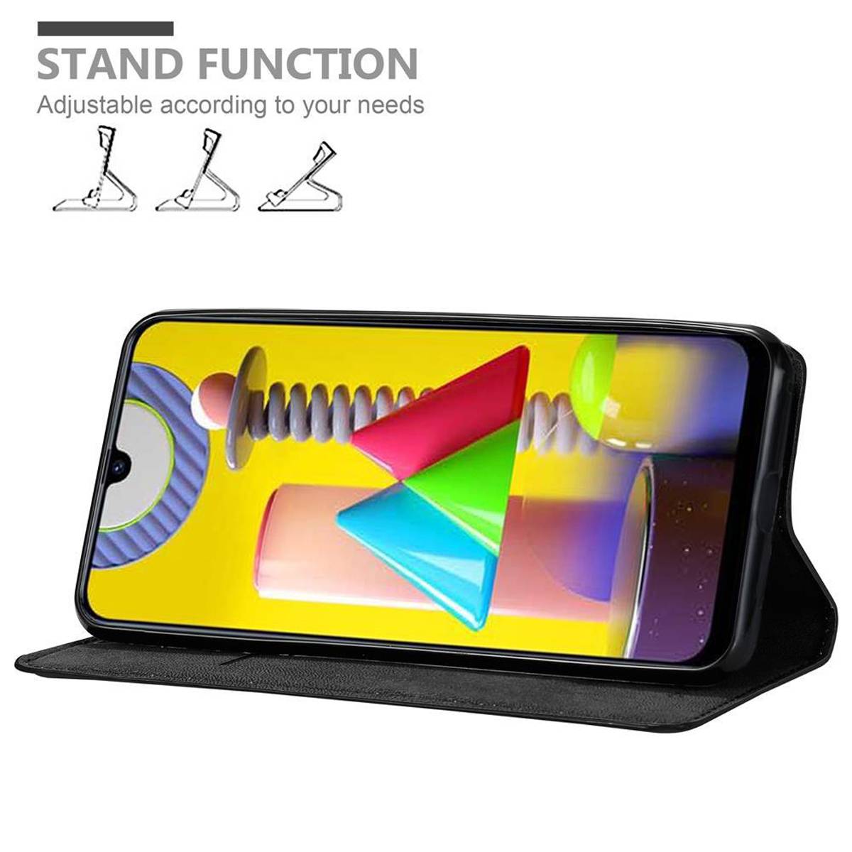 Cadorabo Hülle für Samsung Galaxy M31 Schutz Hülle in Schwarz Handyhülle Etui Case Cover Magnetverschluss