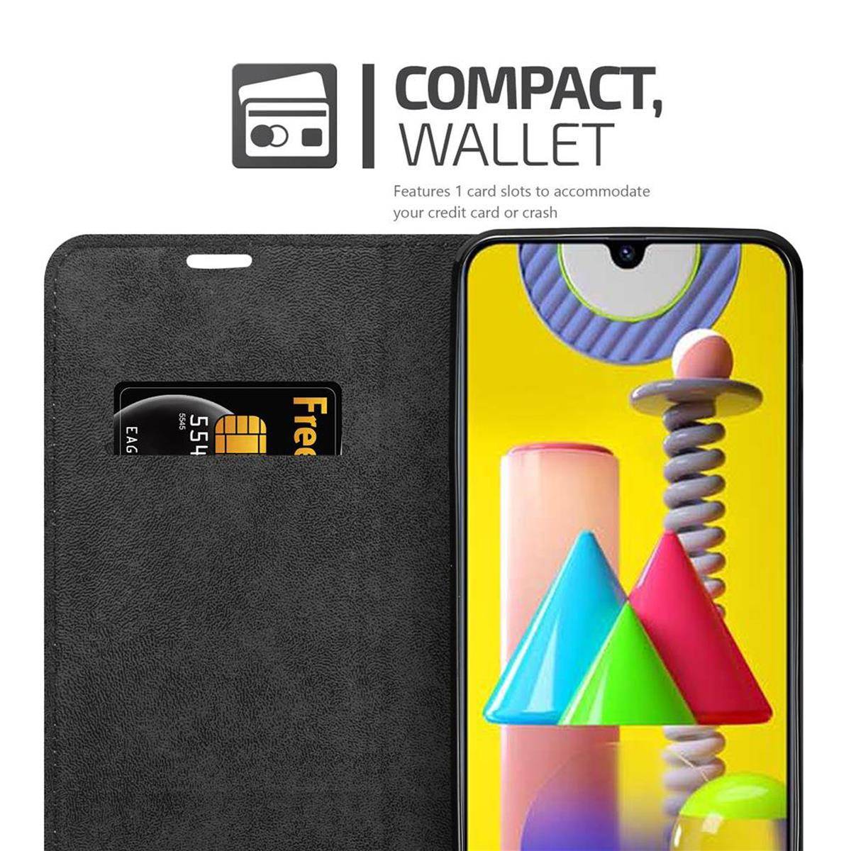 Cadorabo Hülle für Samsung Galaxy M31 Schutz Hülle in Schwarz Handyhülle Etui Case Cover Magnetverschluss