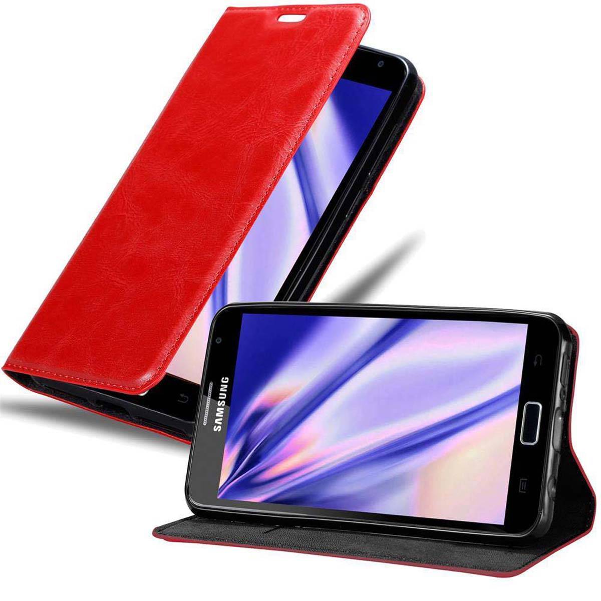 Cadorabo Hülle für Samsung Galaxy NOTE 1 Schutz Hülle in Rot Handyhülle Etui Case Cover Magnetverschluss