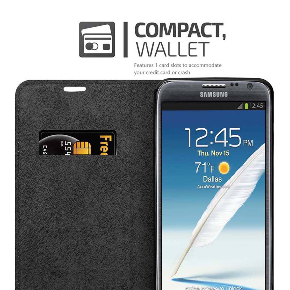 Cadorabo Hülle für Samsung Galaxy NOTE 2 Schutz Hülle in Rot Handyhülle Etui Case Cover Magnetverschluss