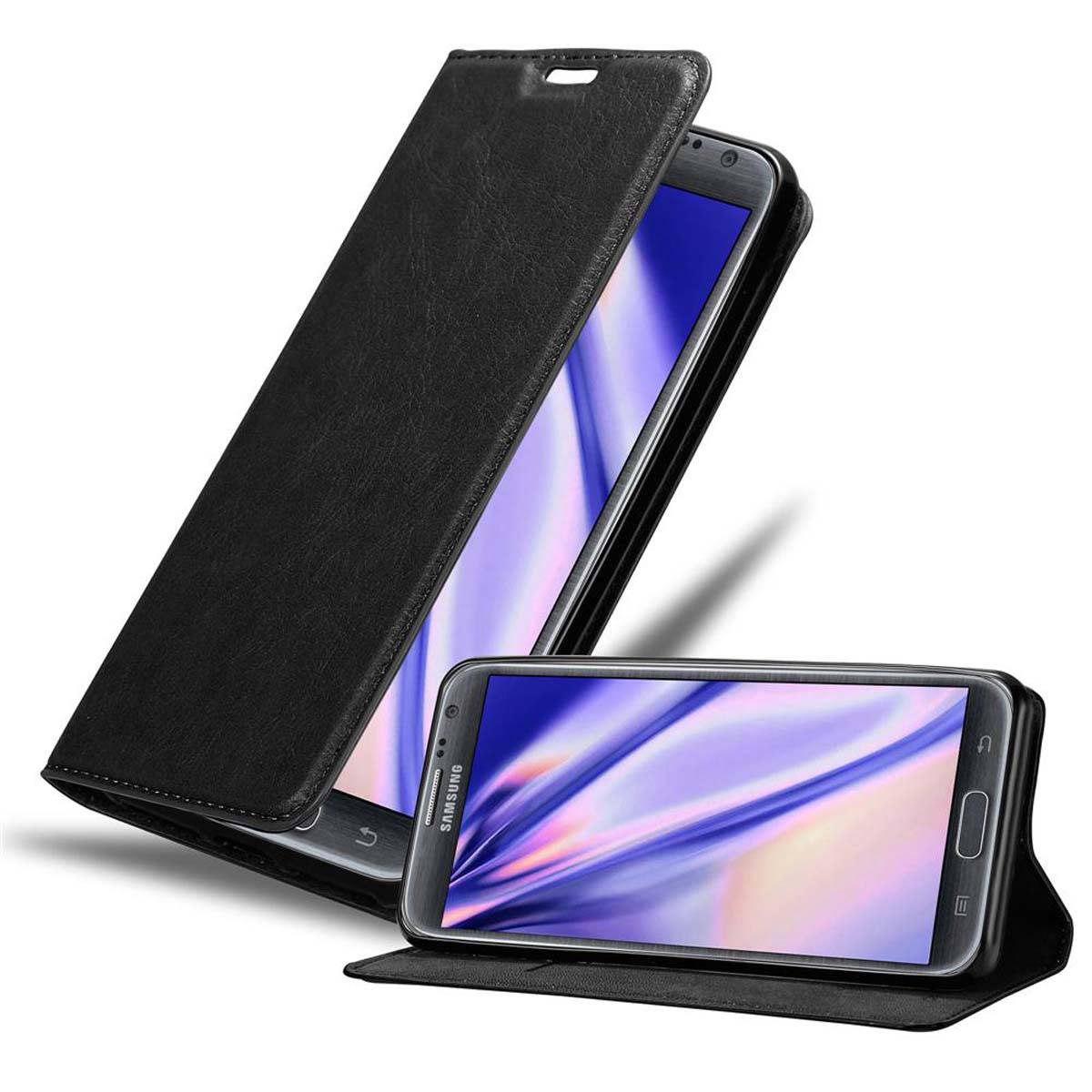 Cadorabo Hülle für Samsung Galaxy NOTE 2 Schutz Hülle in Schwarz Handyhülle Etui Case Cover Magnetverschluss