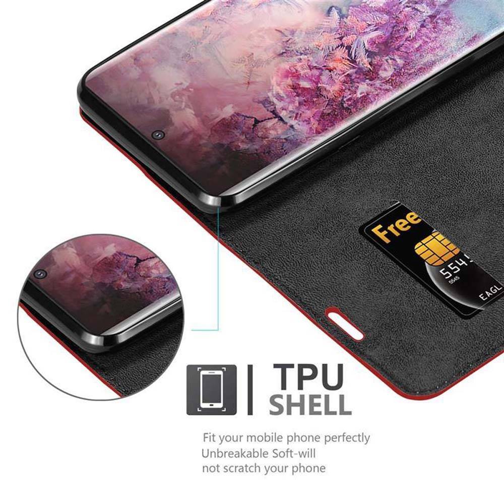 Cadorabo Hülle für Samsung Galaxy NOTE 10 PLUS Schutz Hülle in Rot Handyhülle Etui Case Cover Magnetverschluss
