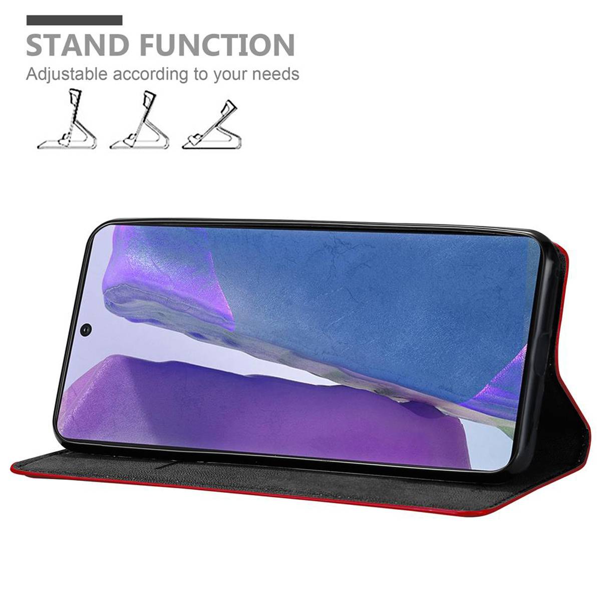 Cadorabo Hülle für Samsung Galaxy NOTE 20 Schutz Hülle in Rot Handyhülle Etui Case Cover Magnetverschluss