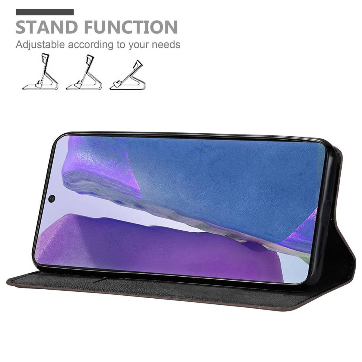 Cadorabo Hülle für Samsung Galaxy NOTE 20 Schutz Hülle in Braun Handyhülle Etui Case Cover Magnetverschluss