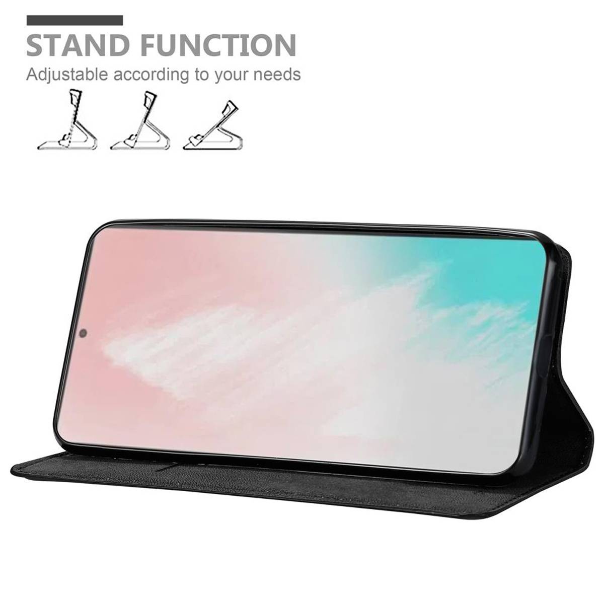 Cadorabo Hülle für Samsung Galaxy NOTE 20 PLUS Schutz Hülle in Schwarz Handyhülle Etui Case Cover Magnetverschluss