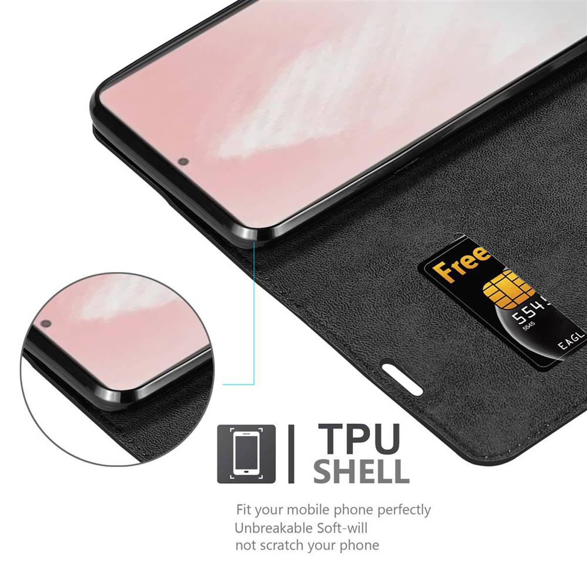 Cadorabo Hülle für Samsung Galaxy NOTE 20 PLUS Schutz Hülle in Schwarz Handyhülle Etui Case Cover Magnetverschluss