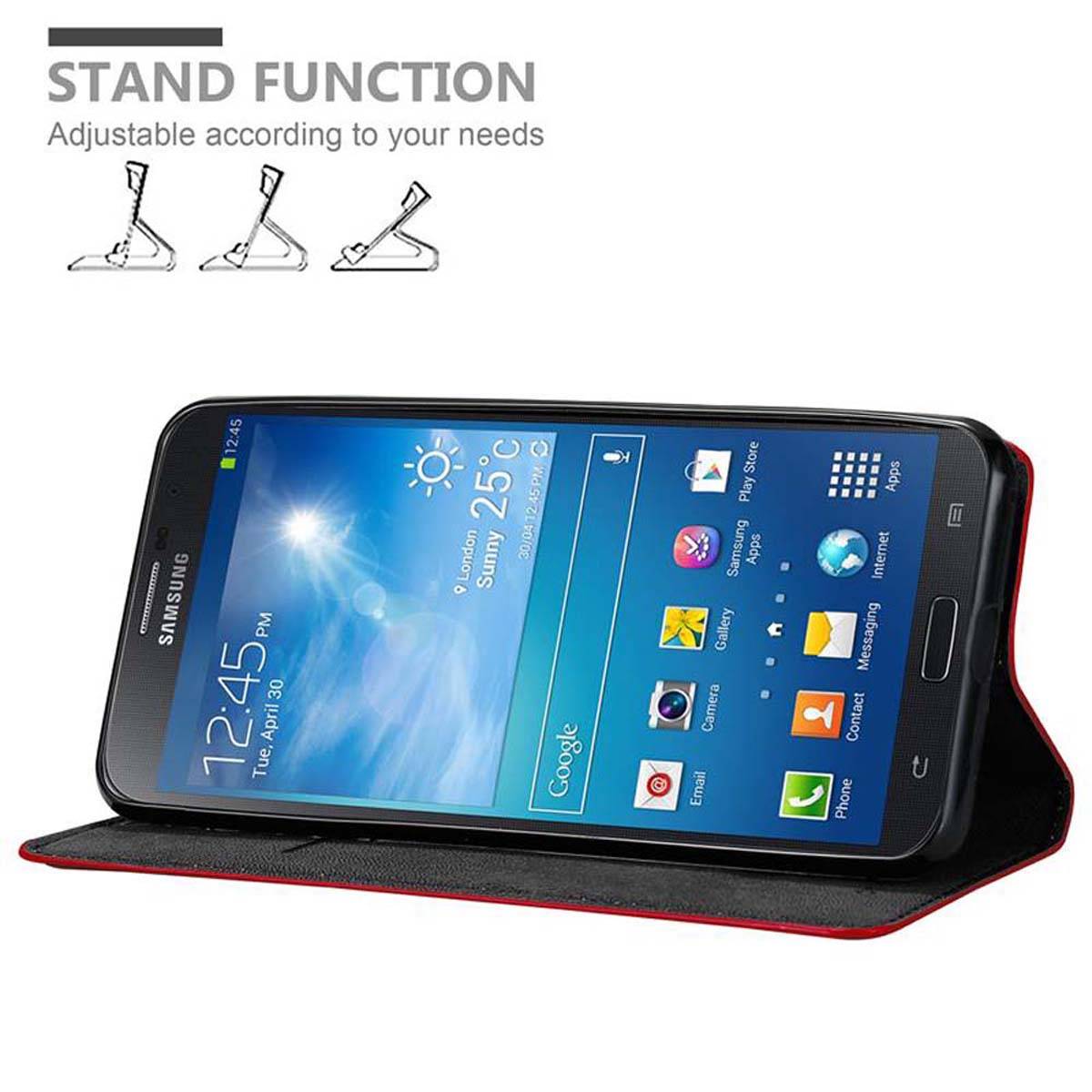 Cadorabo Hülle für Samsung Galaxy MEGA 6.3 Schutz Hülle in Rot Handyhülle Etui Case Cover Magnetverschluss