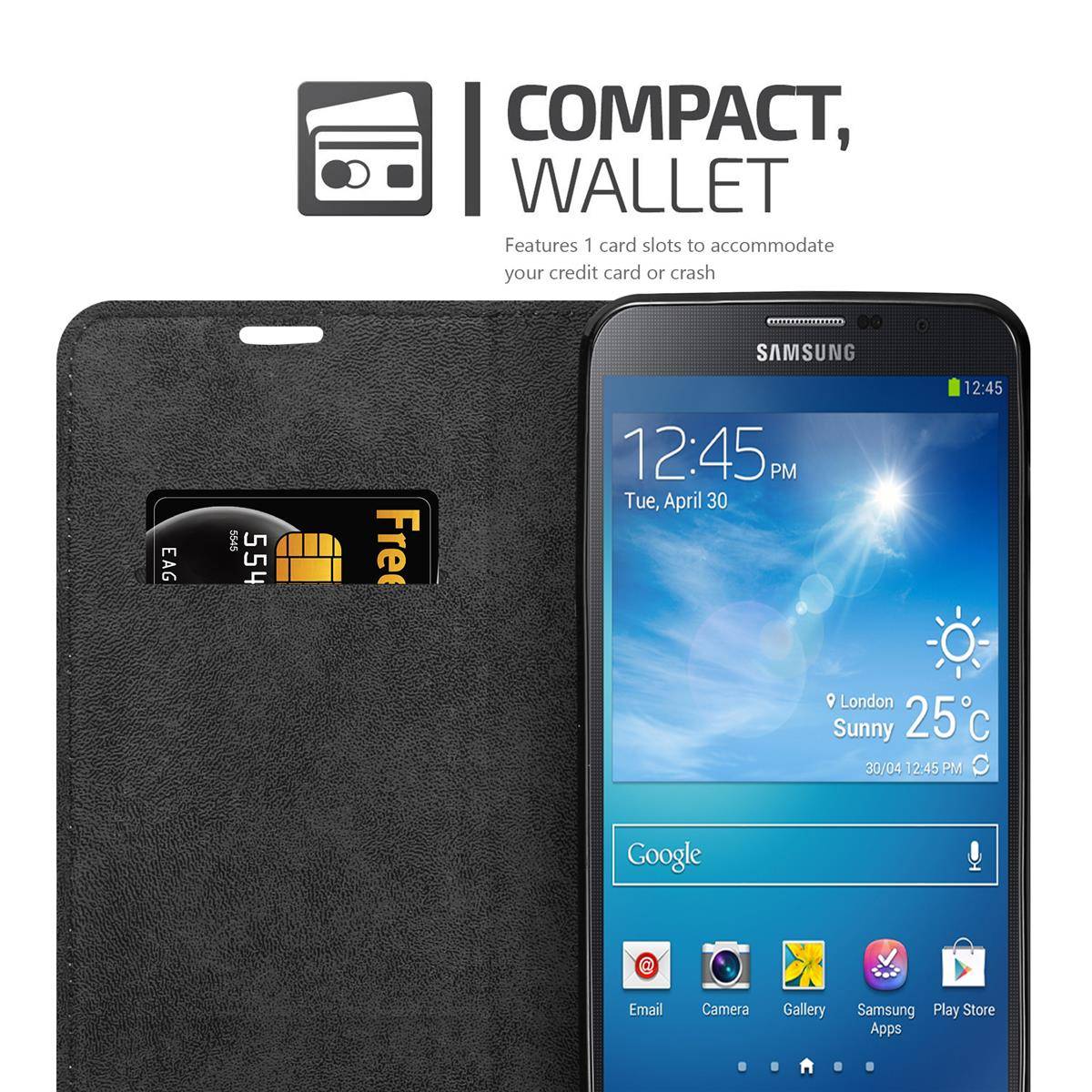 Cadorabo Hülle für Samsung Galaxy MEGA 6.3 Schutz Hülle in Braun Handyhülle Etui Case Cover Magnetverschluss