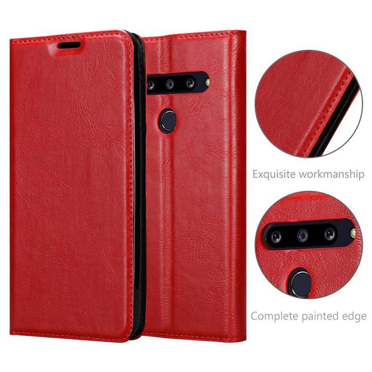 Cadorabo Hülle für LG G8S Schutz Hülle in Rot Handyhülle Etui Case Cover Magnetverschluss