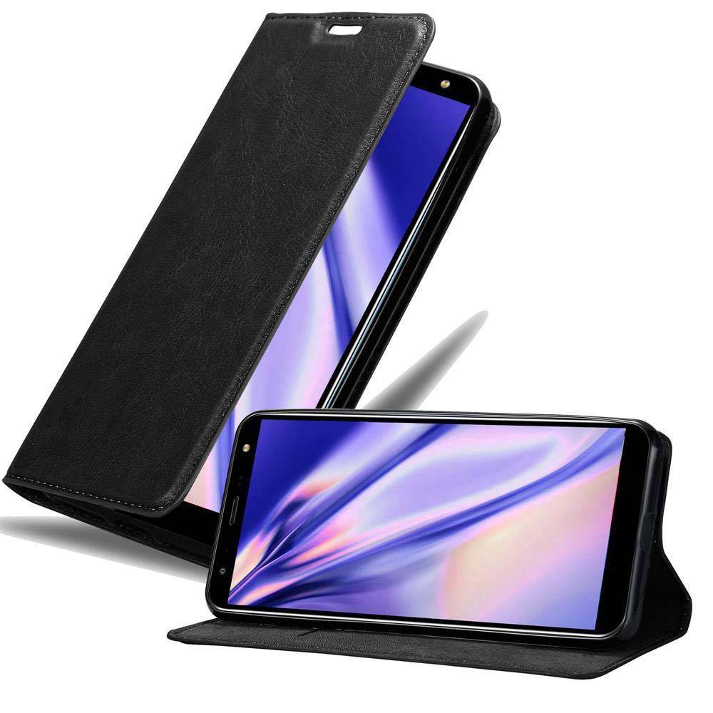 Cadorabo Hülle für LG K40 Schutz Hülle in Schwarz Handyhülle Etui Case Cover Magnetverschluss