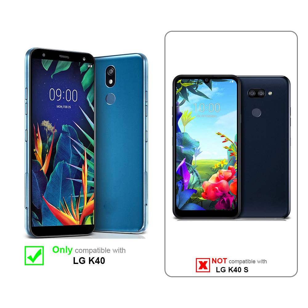 Cadorabo Hülle für LG K40 Schutz Hülle in Schwarz Handyhülle Etui Case Cover Magnetverschluss