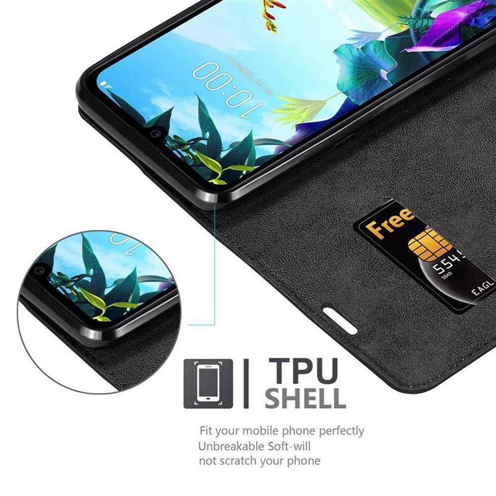 Cadorabo Hülle für LG K40S Schutz Hülle in Schwarz Handyhülle Etui Case Cover Magnetverschluss