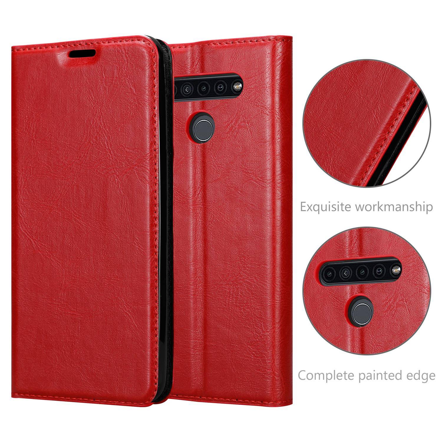 Cadorabo Hülle für LG K41S Schutz Hülle in Rot Handyhülle Etui Case Cover Magnetverschluss