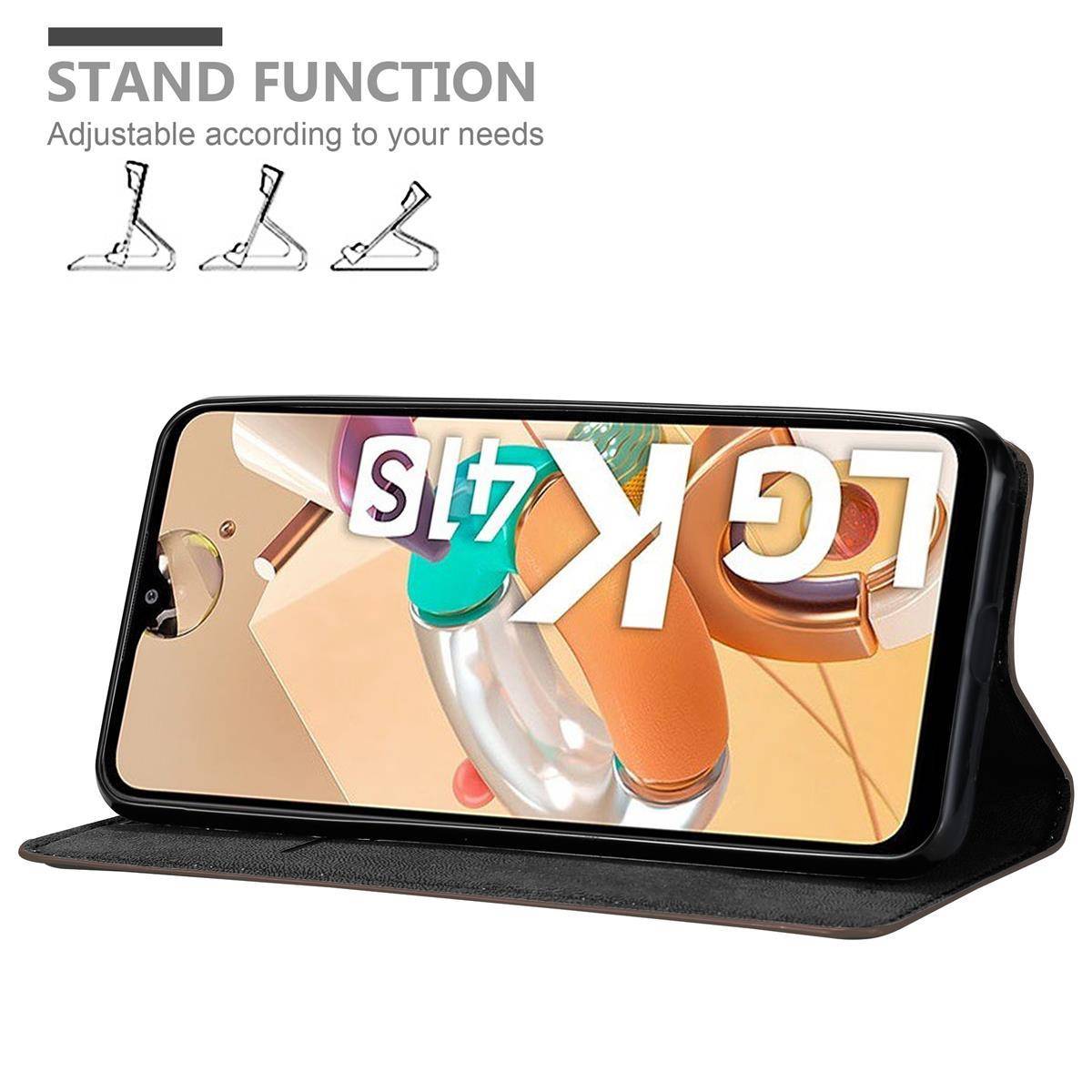 Cadorabo Hülle für LG K41S Schutz Hülle in Braun Handyhülle Etui Case Cover Magnetverschluss
