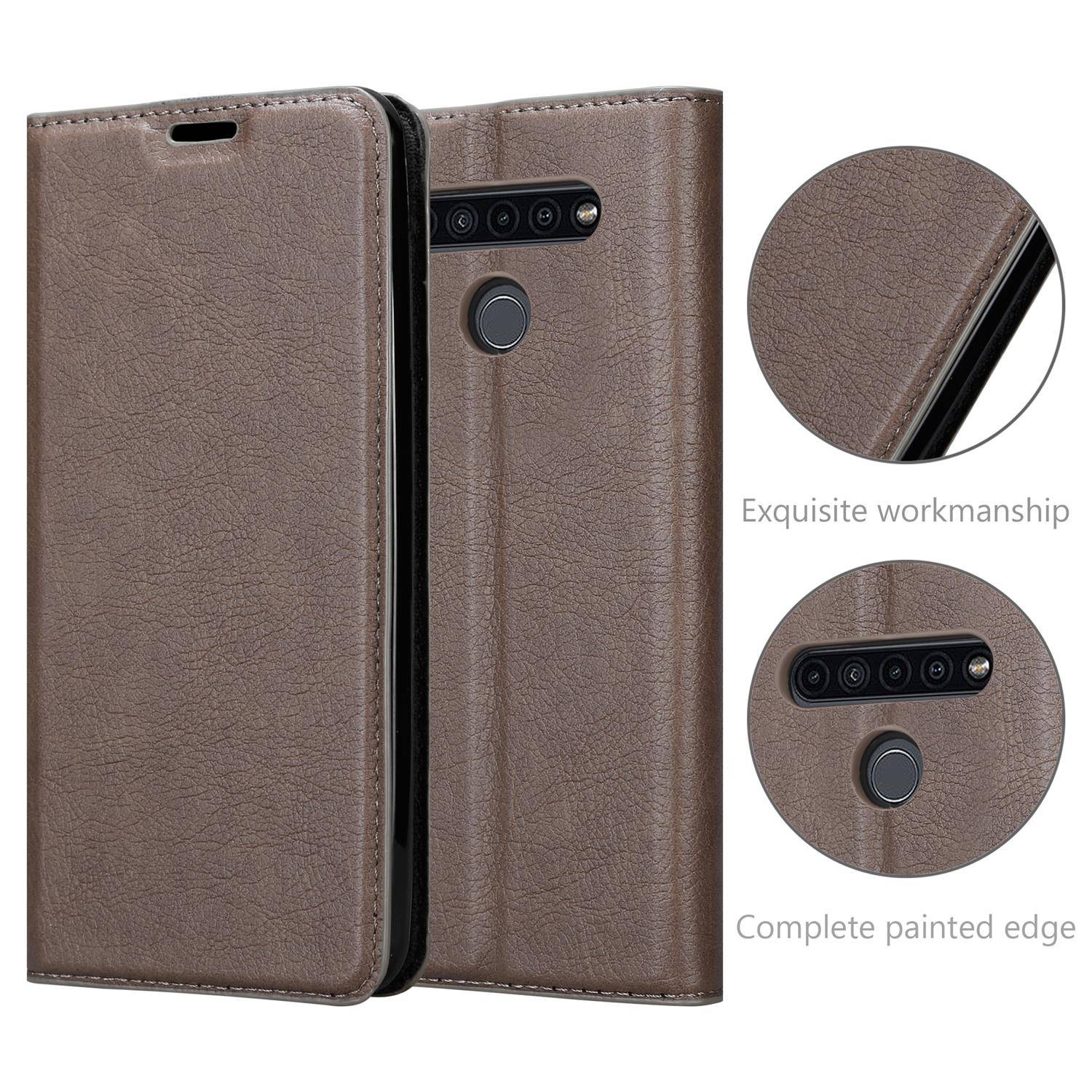 Cadorabo Hülle für LG K41S Schutz Hülle in Braun Handyhülle Etui Case Cover Magnetverschluss