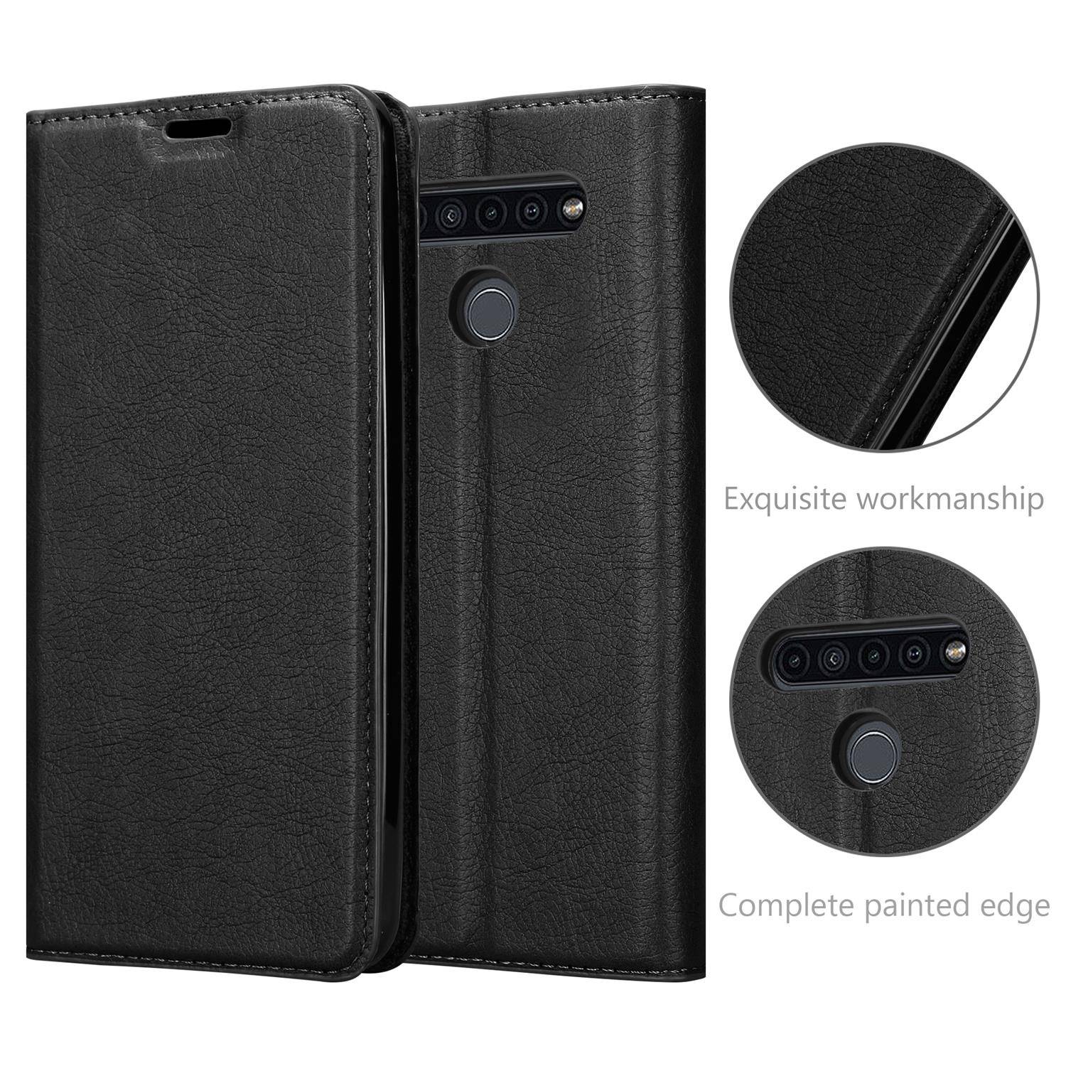 Cadorabo Hülle für LG K41S Schutz Hülle in Schwarz Handyhülle Etui Case Cover Magnetverschluss