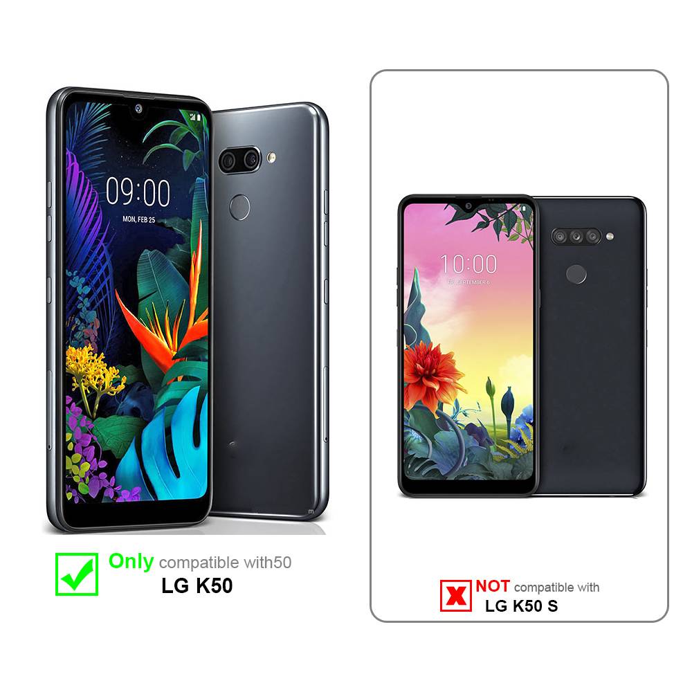 Cadorabo Hülle für LG K50 Schutz Hülle in Schwarz Handyhülle Etui Case Cover Magnetverschluss