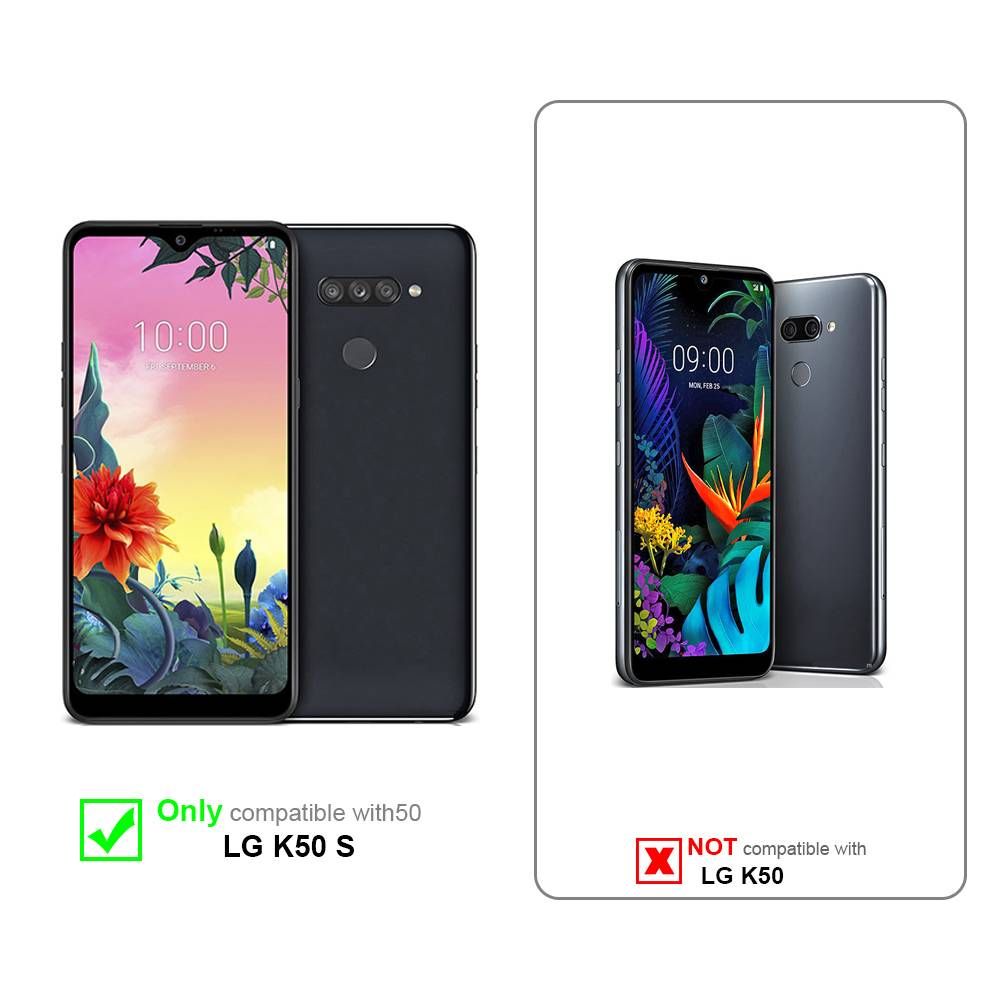Cadorabo Hülle für LG K50S Schutz Hülle in Rot Handyhülle Etui Case Cover Magnetverschluss
