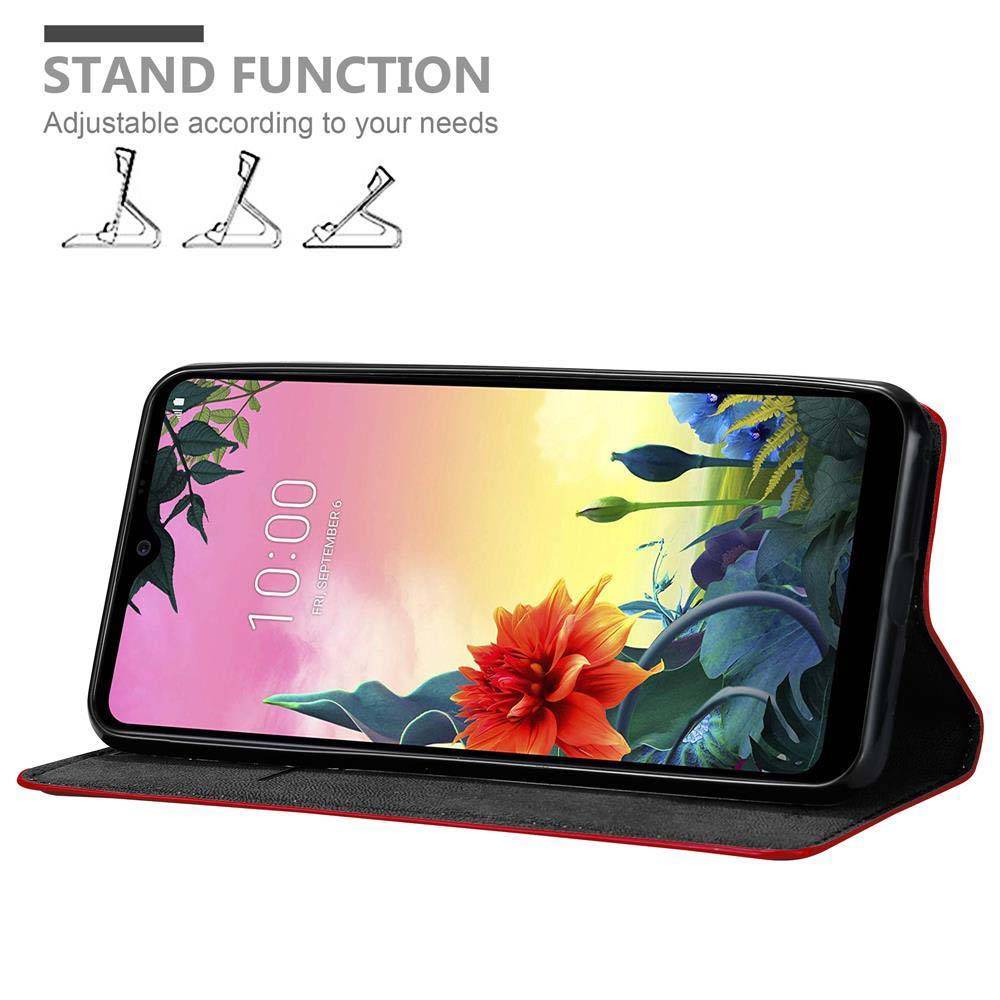 Cadorabo Hülle für LG K50S Schutz Hülle in Rot Handyhülle Etui Case Cover Magnetverschluss