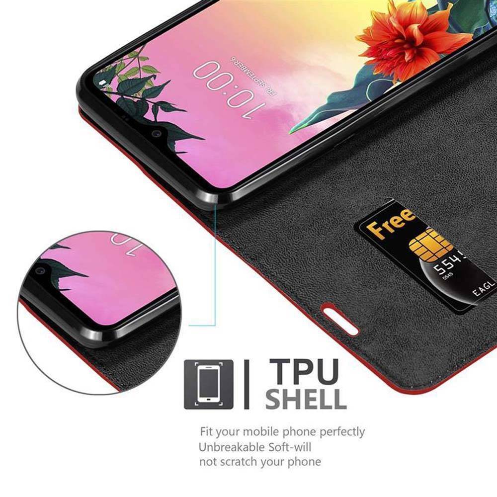 Cadorabo Hülle für LG K50S Schutz Hülle in Rot Handyhülle Etui Case Cover Magnetverschluss