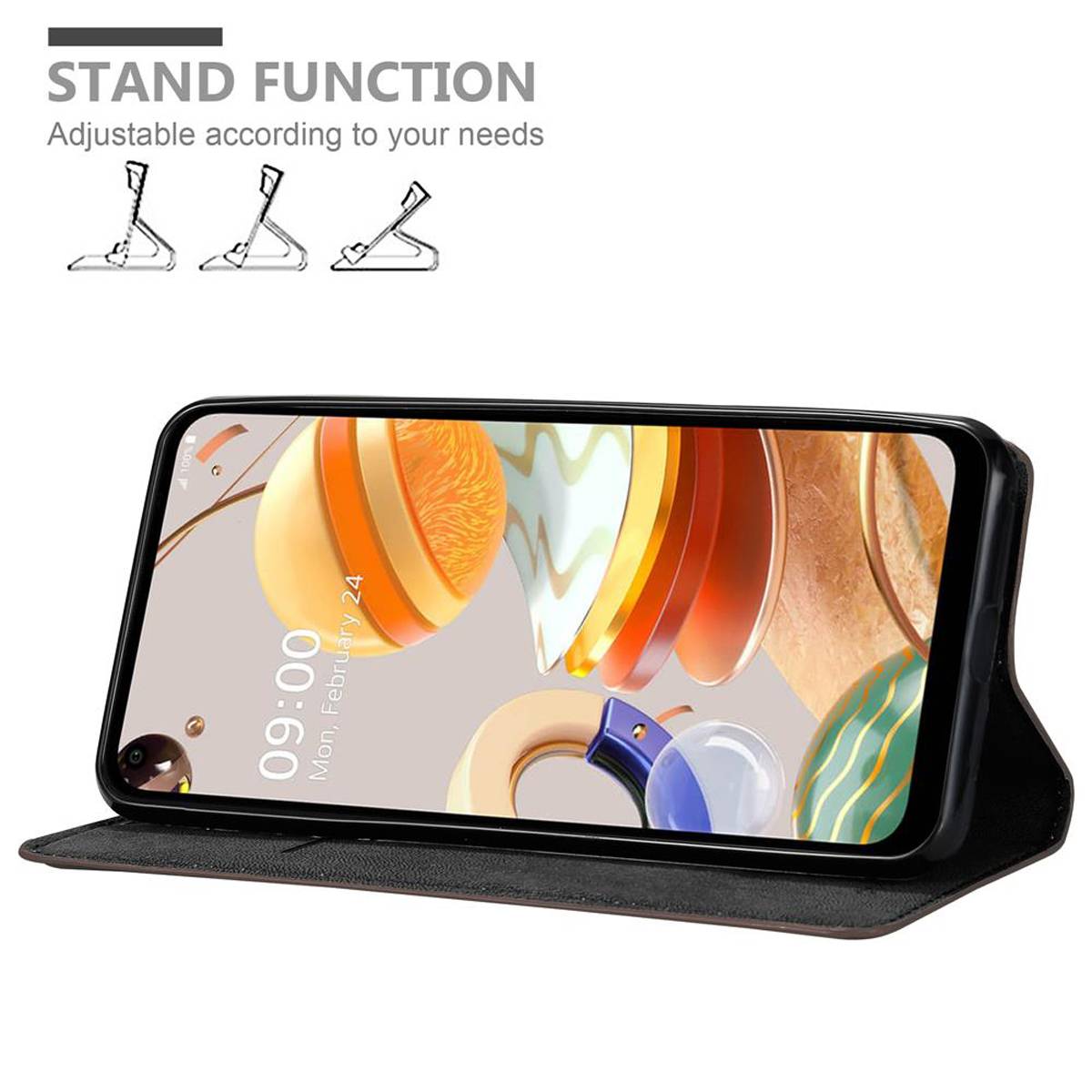Cadorabo Hülle für LG K61 Schutz Hülle in Braun Handyhülle Etui Case Cover Magnetverschluss