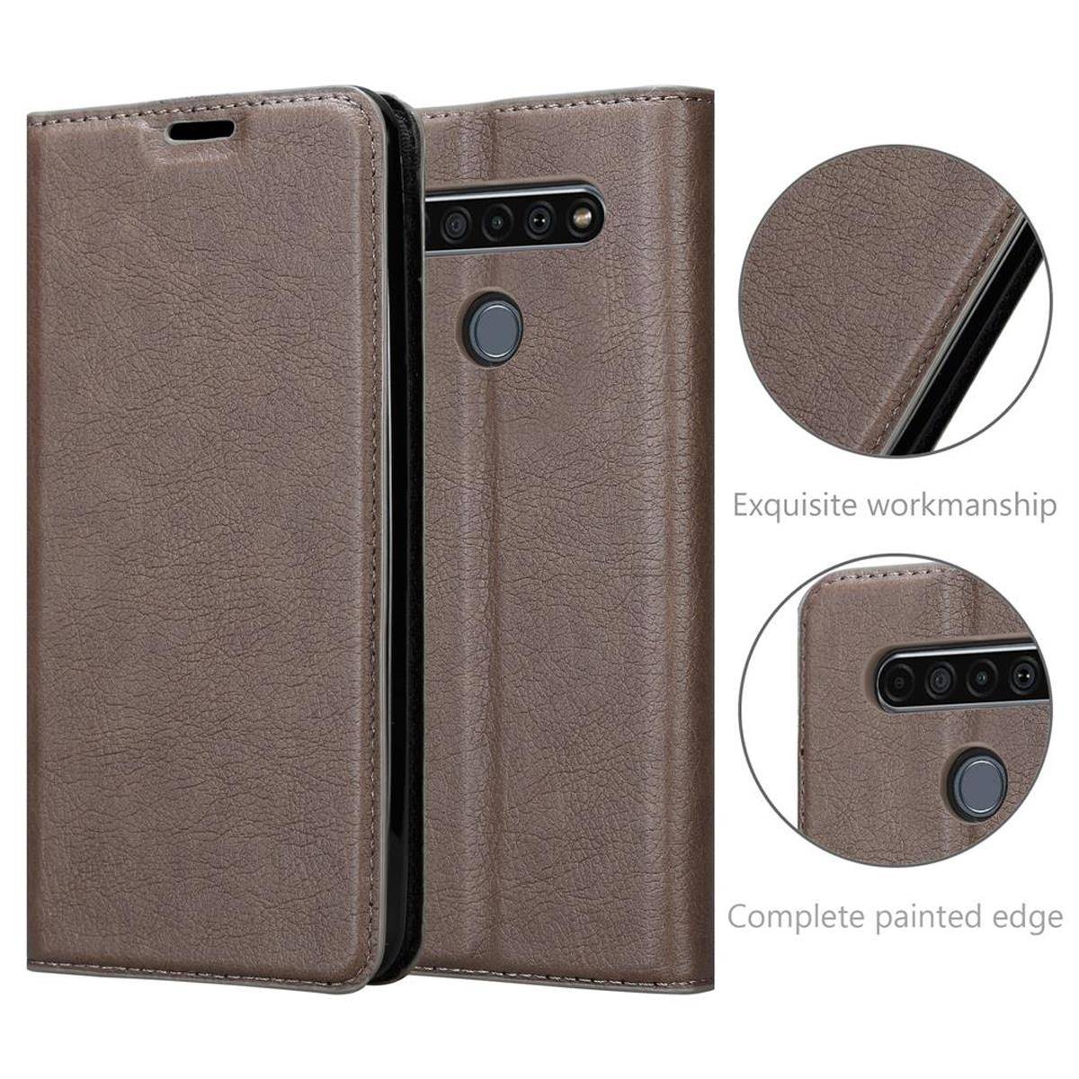 Cadorabo Hülle für LG K61 Schutz Hülle in Braun Handyhülle Etui Case Cover Magnetverschluss