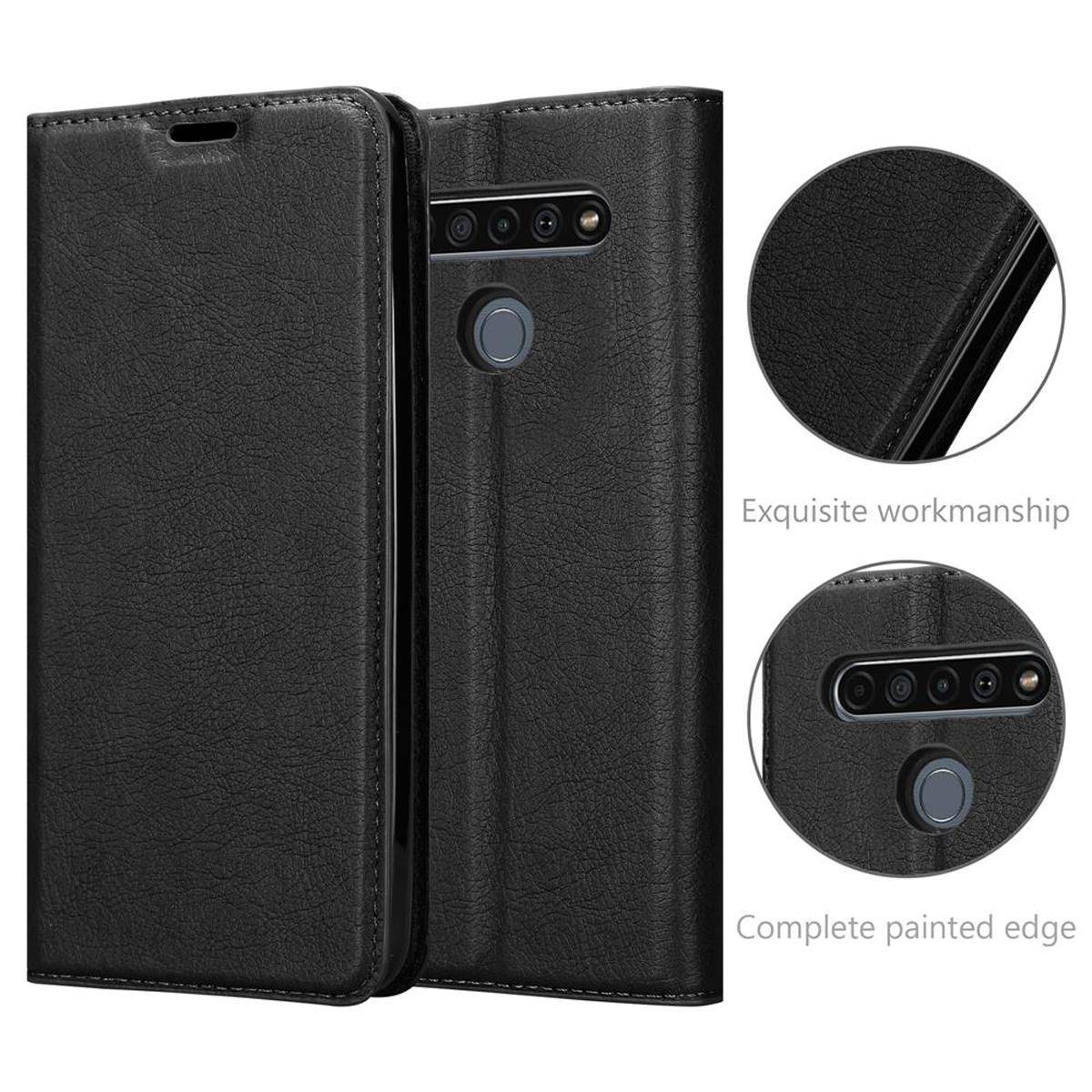 Cadorabo Hülle für LG K61 Schutz Hülle in Schwarz Handyhülle Etui Case Cover Magnetverschluss