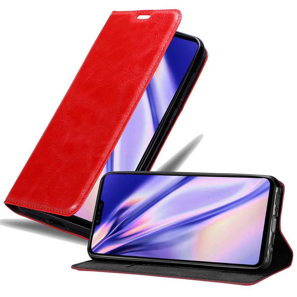 Cadorabo Hülle für LG V50 Schutz Hülle in Rot Handyhülle Etui Case Cover Magnetverschluss