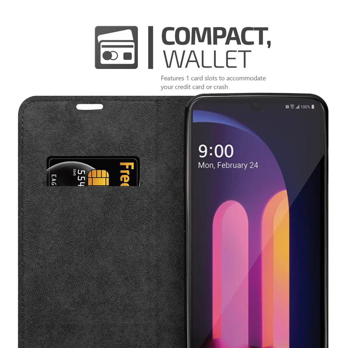 Cadorabo Hülle für LG V60 ThinQ Schutz Hülle in Rot Handyhülle Etui Case Cover Magnetverschluss