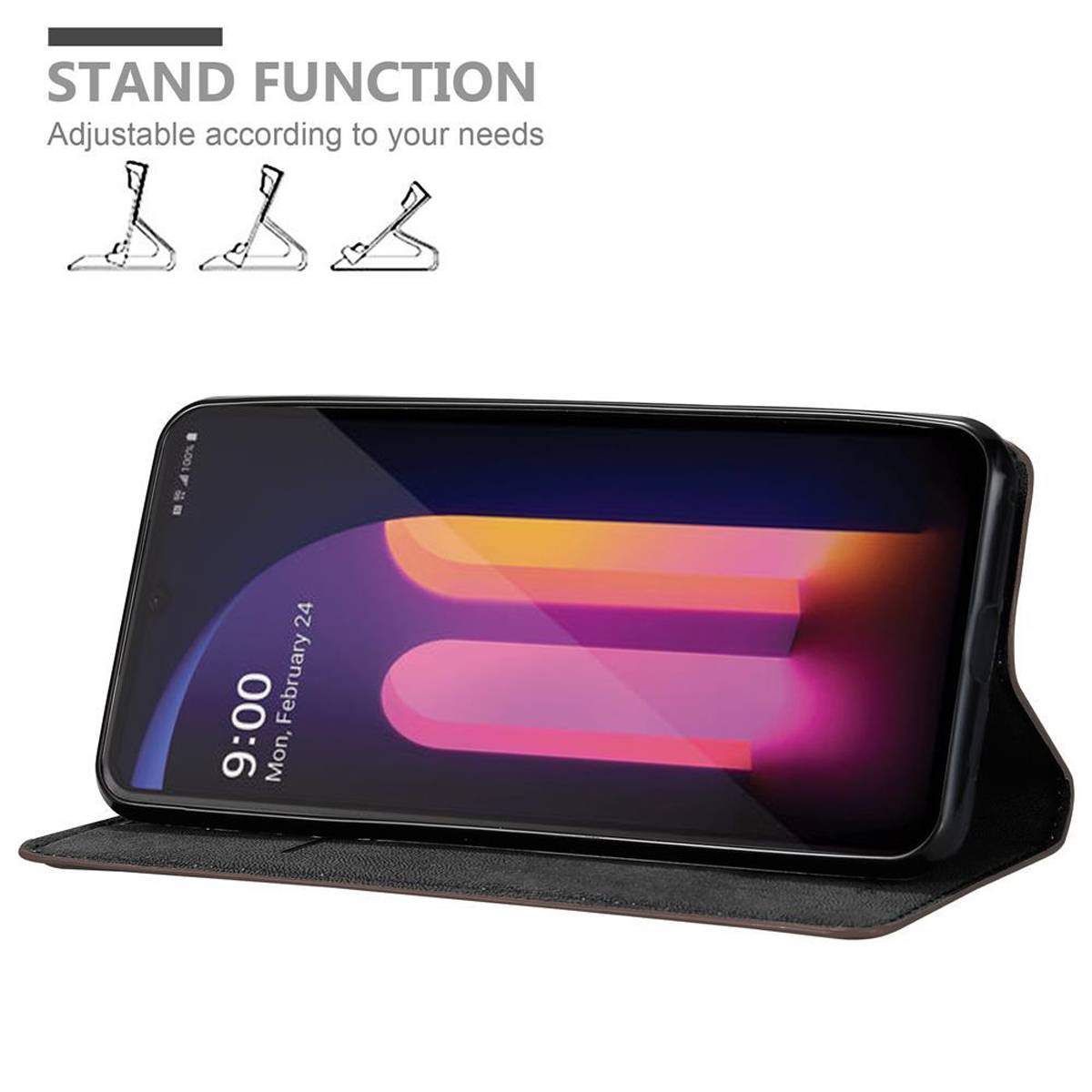Cadorabo Hülle für LG V60 ThinQ Schutz Hülle in Braun Handyhülle Etui Case Cover Magnetverschluss