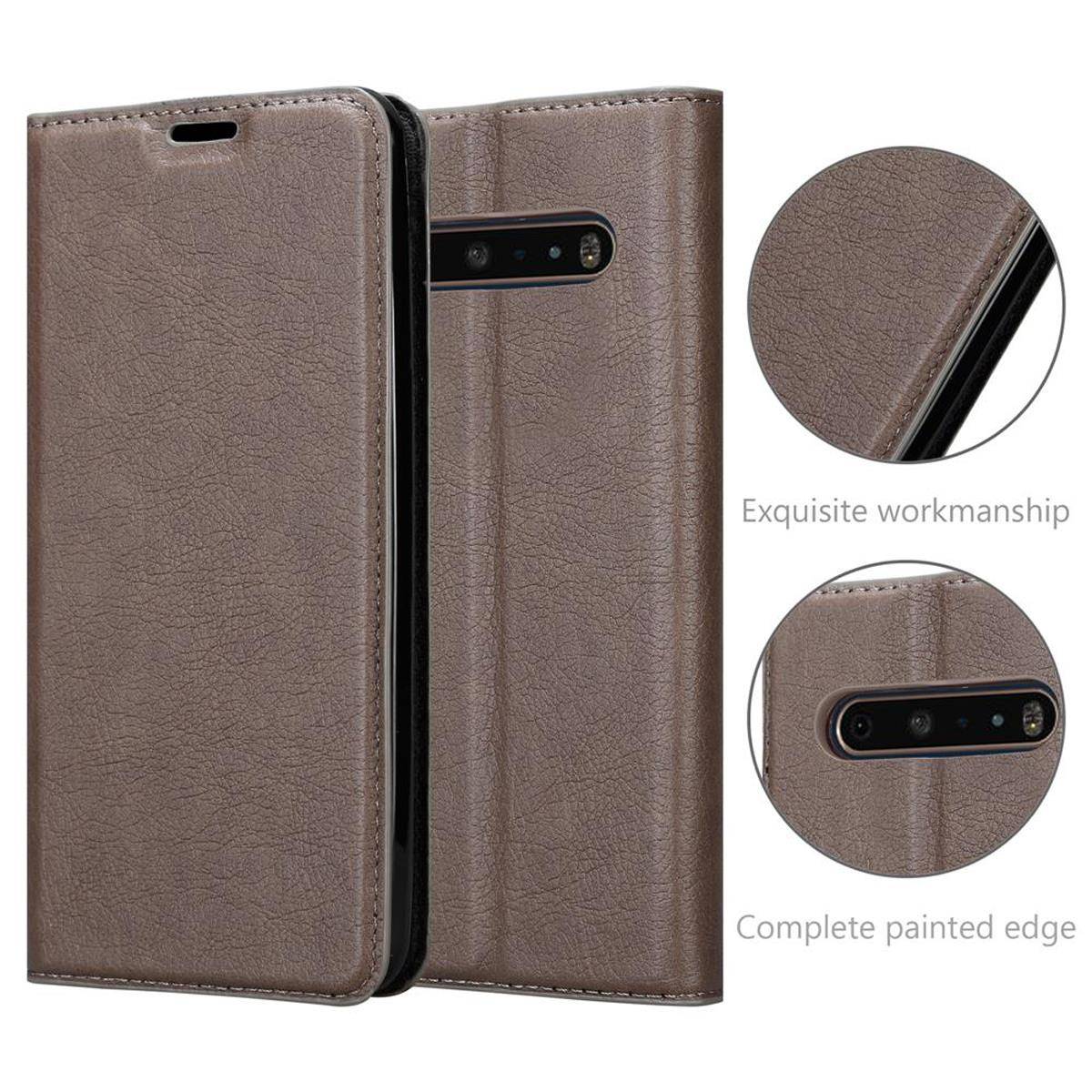 Cadorabo Hülle für LG V60 ThinQ Schutz Hülle in Braun Handyhülle Etui Case Cover Magnetverschluss
