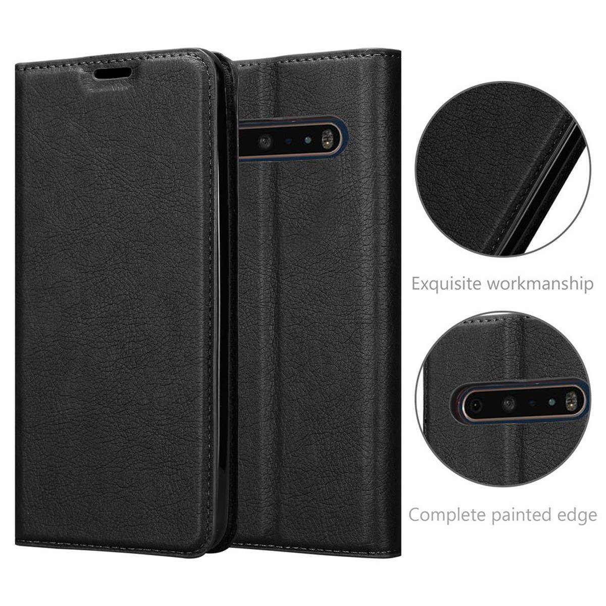 Cadorabo Hülle für LG V60 ThinQ Schutz Hülle in Schwarz Handyhülle Etui Case Cover Magnetverschluss