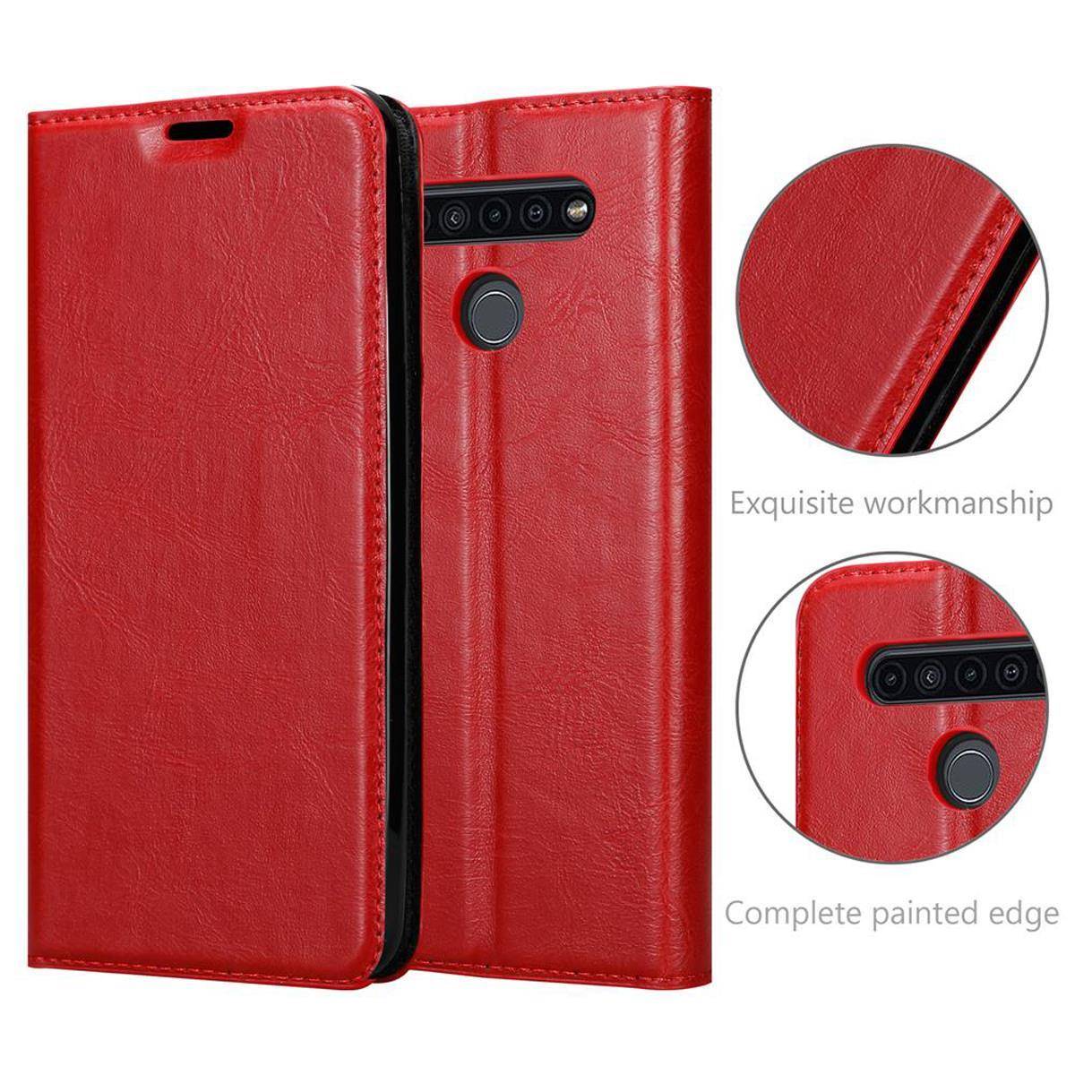 Cadorabo Hülle für LG KQ51 Schutz Hülle in Rot Handyhülle Etui Case Cover Magnetverschluss
