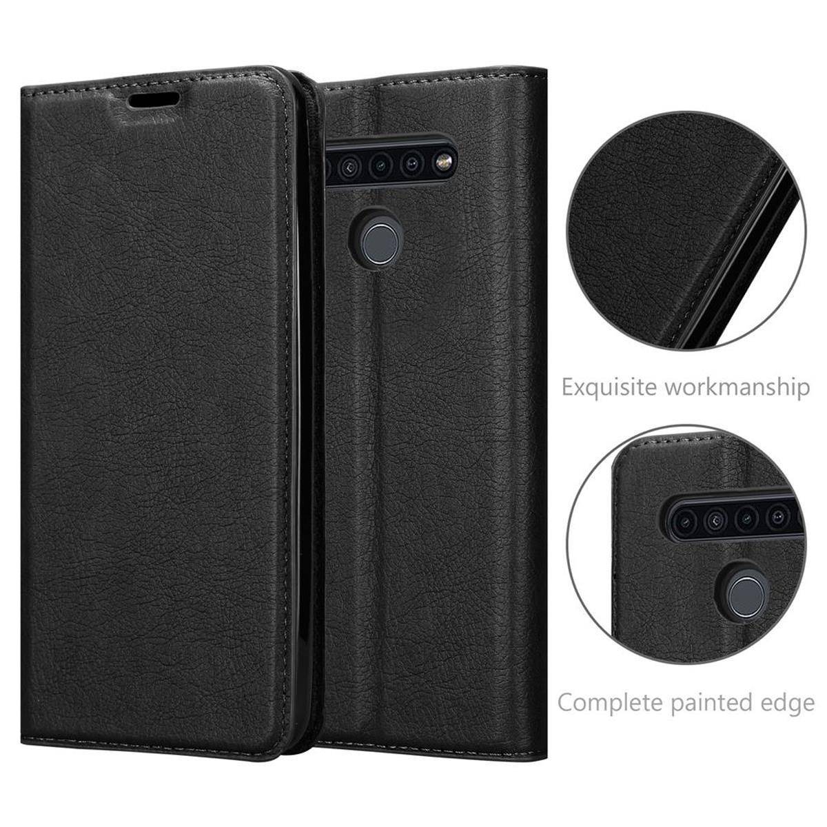 Cadorabo Hülle für LG KQ51 Schutz Hülle in Schwarz Handyhülle Etui Case Cover Magnetverschluss