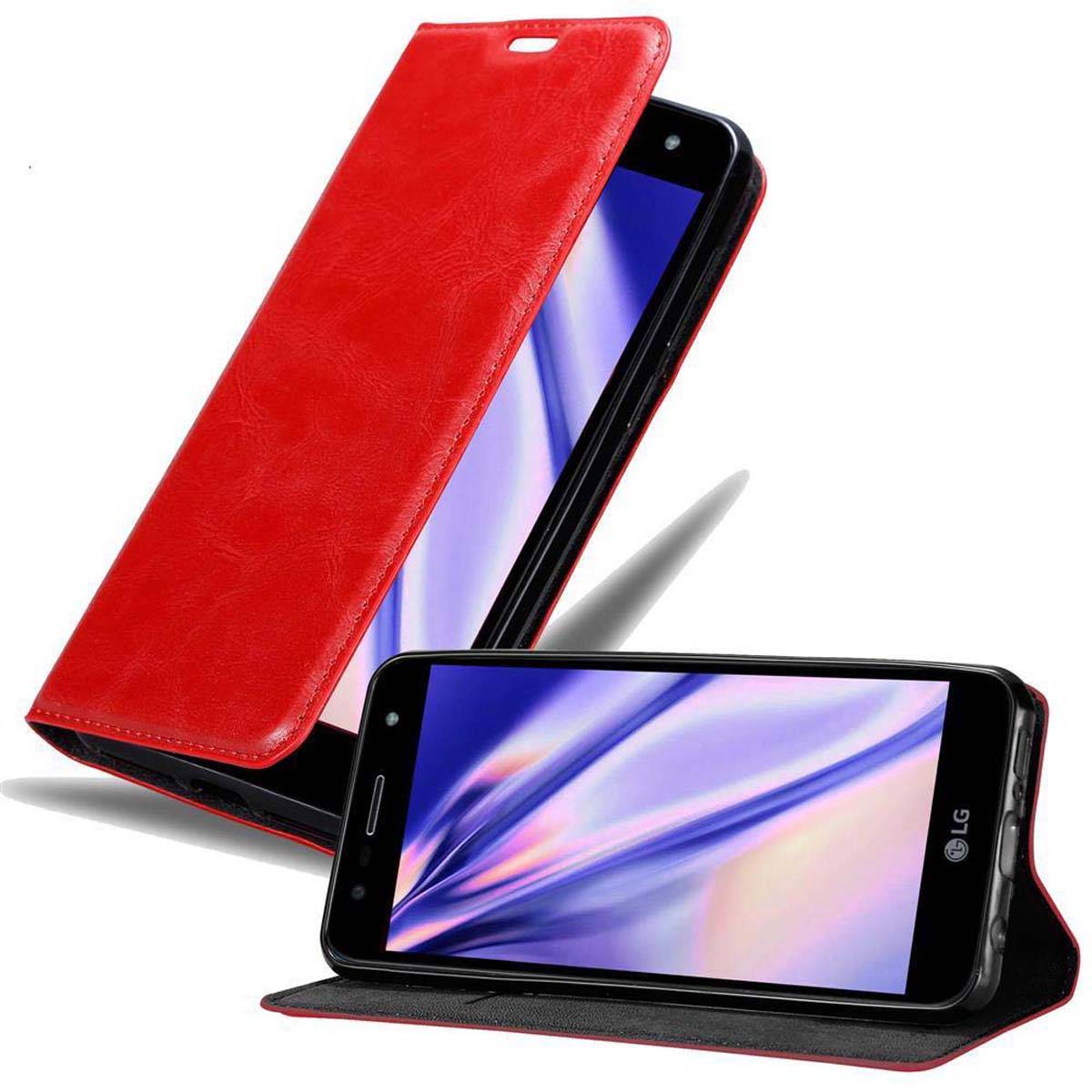 Cadorabo Hülle für LG X POWER 3 Schutz Hülle in Rot Handyhülle Etui Case Cover Magnetverschluss