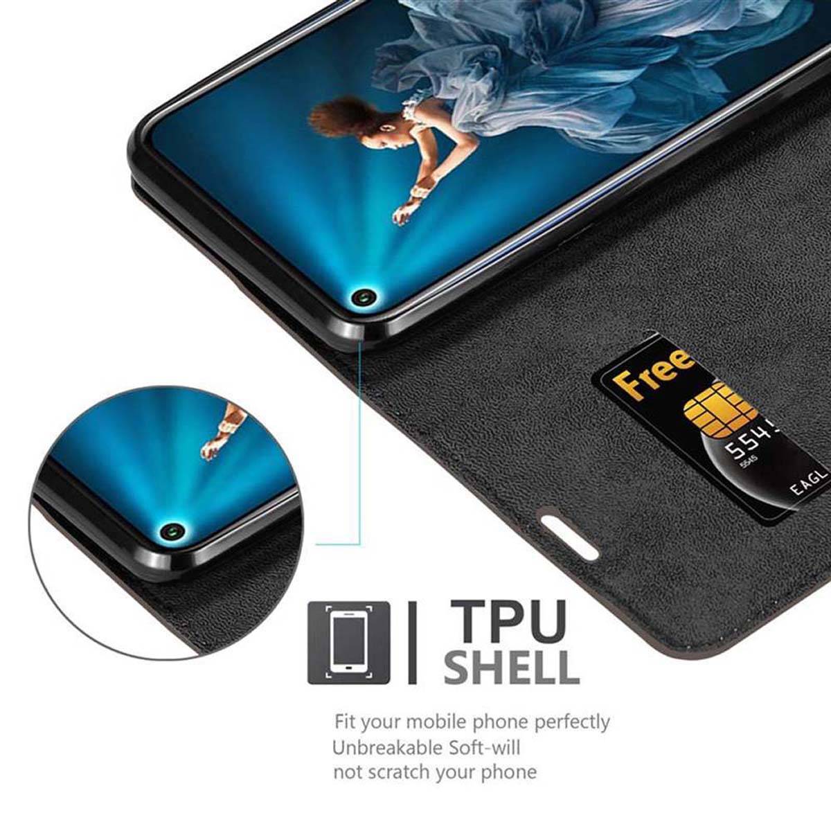Cadorabo Hülle für Honor 20 / 20S / Huawei NOVA 5T Schutz Hülle in Braun Handyhülle Etui Case Cover Magnetverschluss