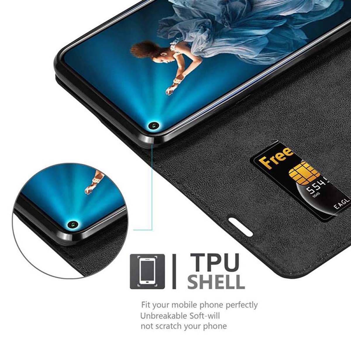 Cadorabo Hülle für Honor 20 / 20S / Huawei NOVA 5T Schutz Hülle in Schwarz Handyhülle Etui Case Cover Magnetverschluss