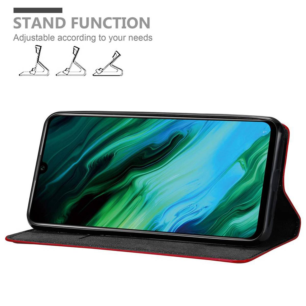 Cadorabo Hülle für Honor 20e Schutz Hülle in Rot Handyhülle Etui Case Cover Magnetverschluss