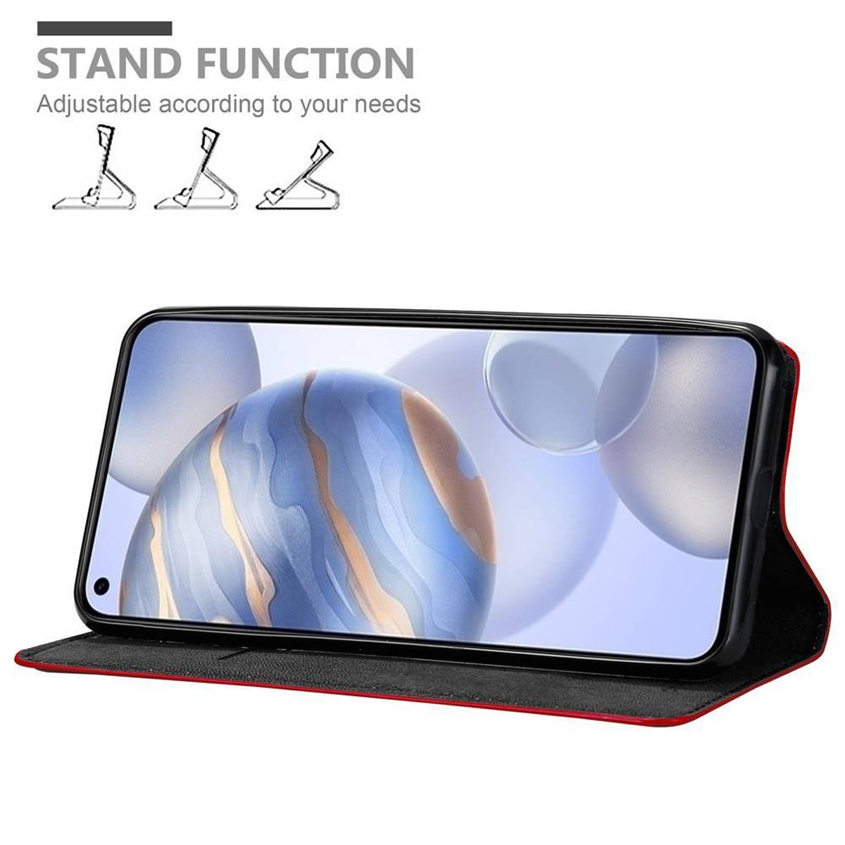 Cadorabo Hülle für Honor 30 Schutz Hülle in Rot Handyhülle Etui Case Cover Magnetverschluss