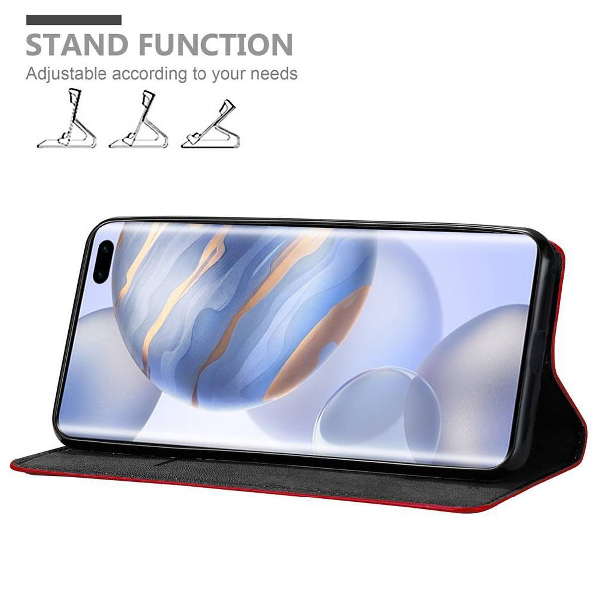 Cadorabo Hülle für Honor 30 PRO Schutz Hülle in Rot Handyhülle Etui Case Cover Magnetverschluss