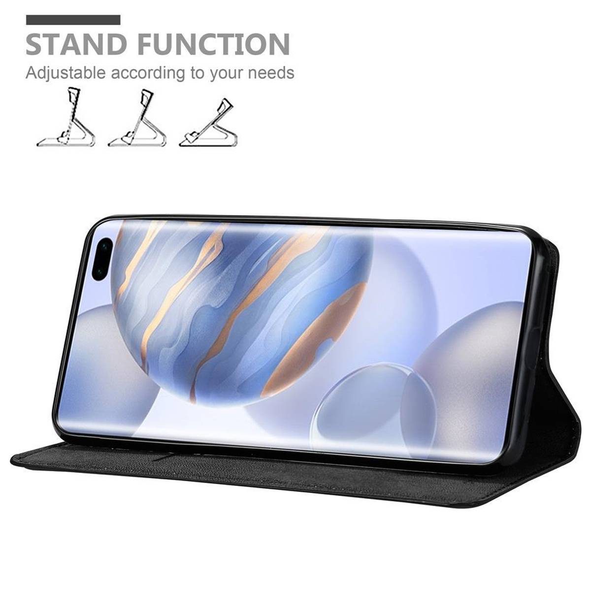 Cadorabo Hülle für Honor 30 PRO Schutz Hülle in Schwarz Handyhülle Etui Case Cover Magnetverschluss