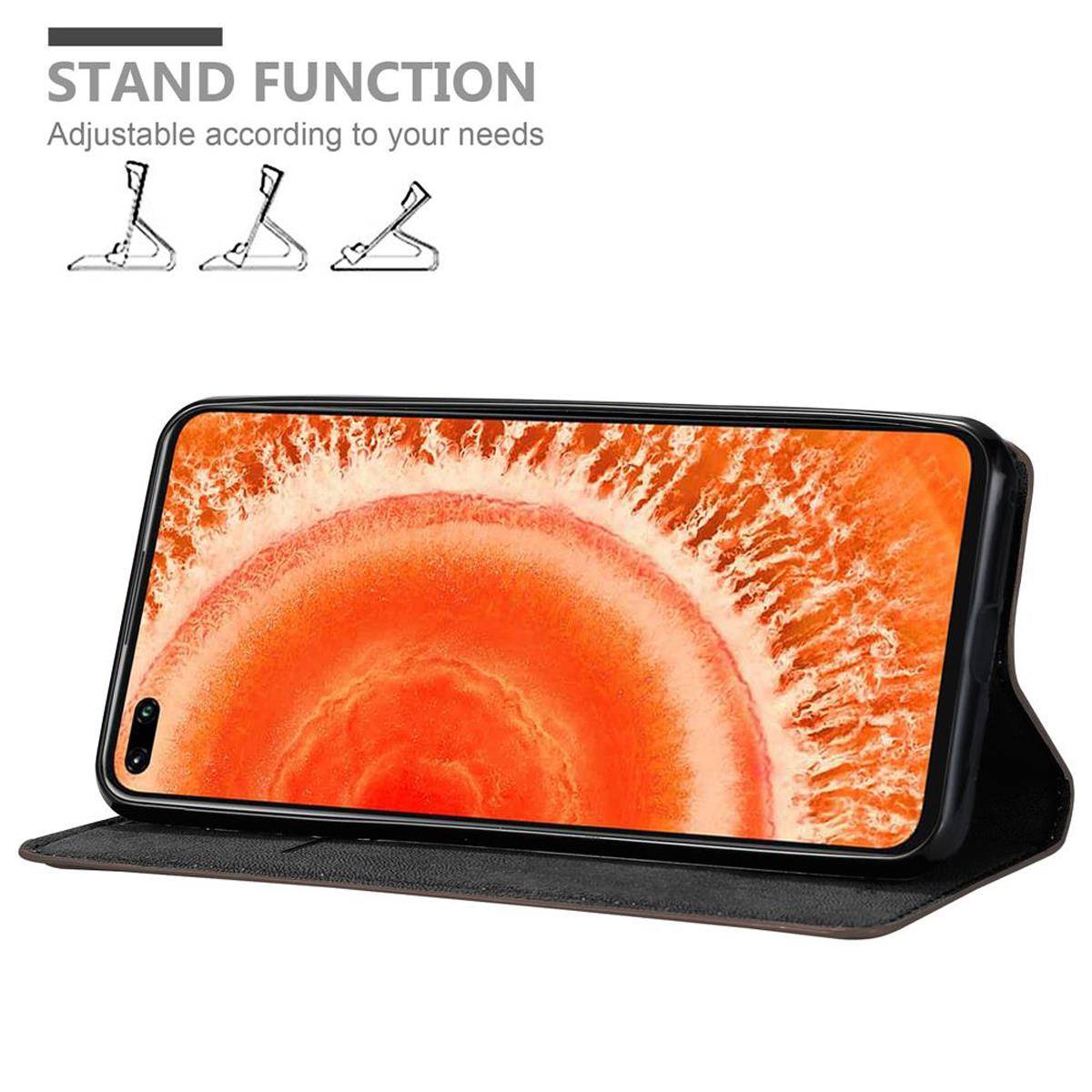 Cadorabo Hülle für Honor View 30 Schutz Hülle in Braun Handyhülle Etui Case Cover Magnetverschluss