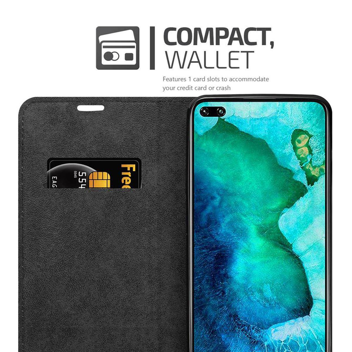 Cadorabo Hülle für Honor View 30 PRO Schutz Hülle in Rot Handyhülle Etui Case Cover Magnetverschluss