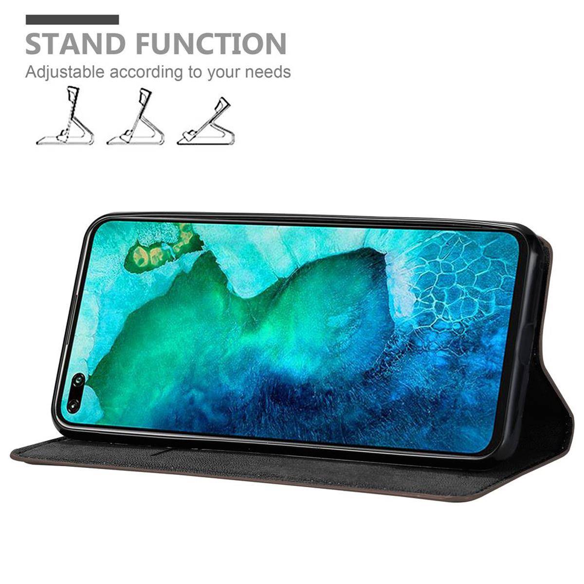 Cadorabo Hülle für Honor View 30 PRO Schutz Hülle in Braun Handyhülle Etui Case Cover Magnetverschluss