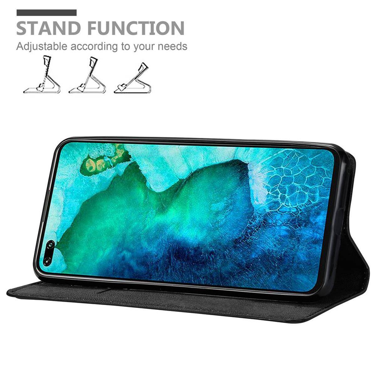 Cadorabo Hülle für Honor View 30 PRO Schutz Hülle in Schwarz Handyhülle Etui Case Cover Magnetverschluss