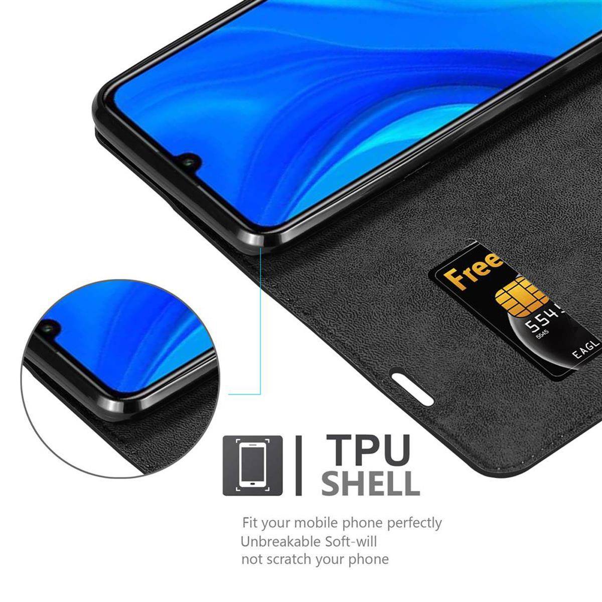 Cadorabo Hülle für Huawei P SMART 2020 Schutz Hülle in Schwarz Handyhülle Etui Case Cover Magnetverschluss